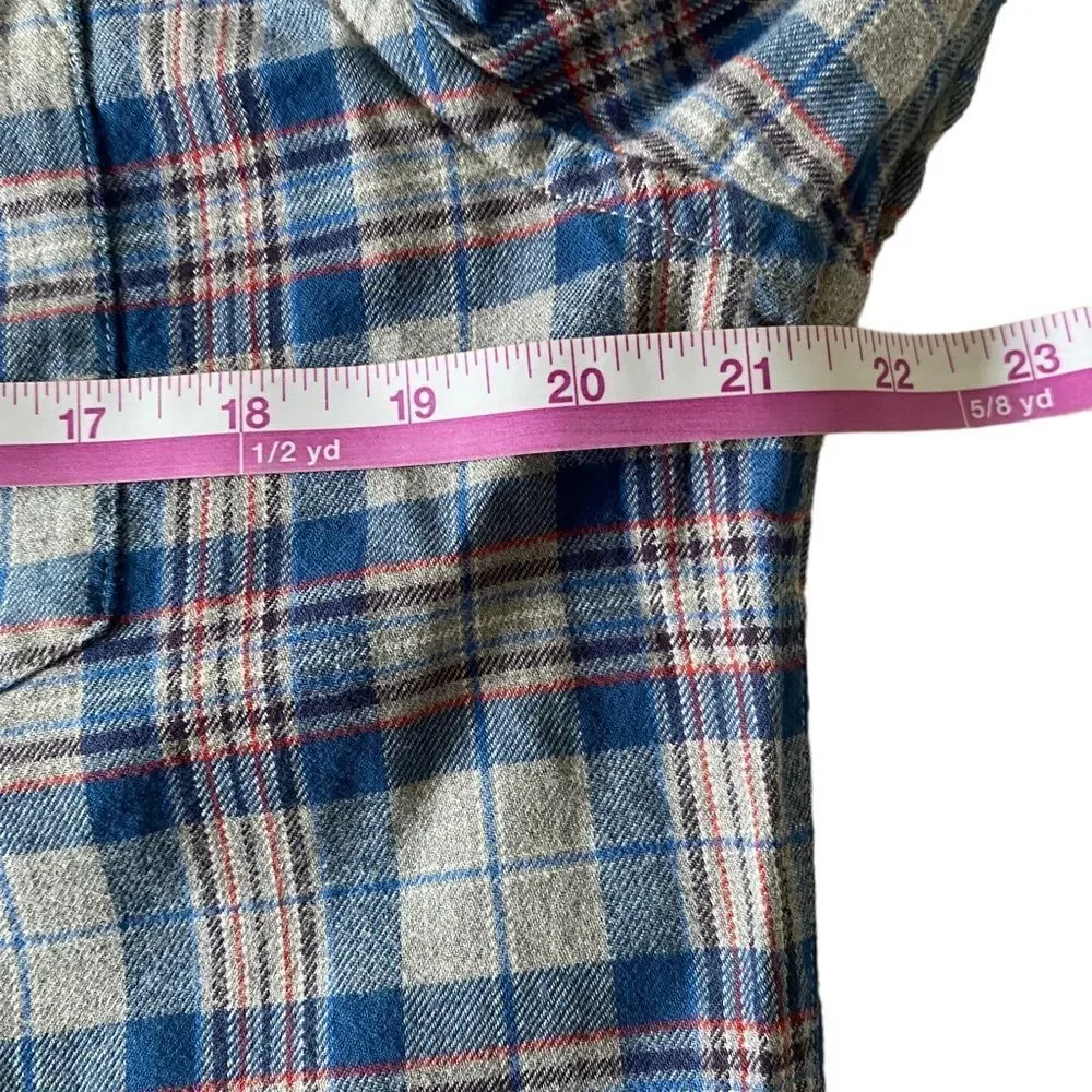 Banana Republic Gray/Blue Striped Luxe Flannel Slim Fit‎ Sz M